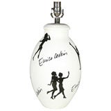 Vintage Enrico Coveri Lamp Ceramic Black and White Sillouette Italian
